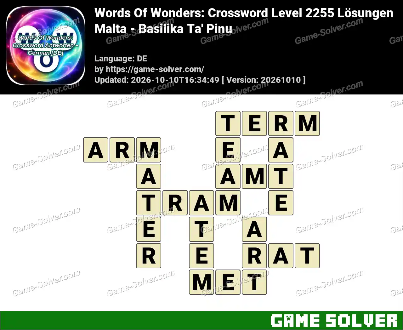 Words Of Wonders: Crossword Level 2255 Lösungen – Malta – Basilika Ta’ Pinu